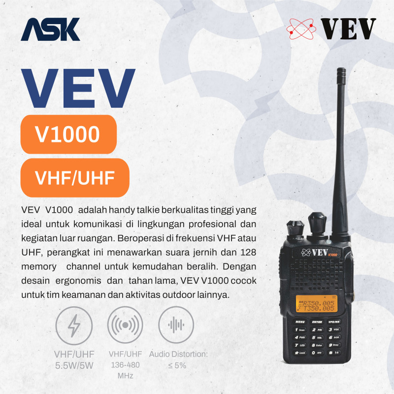 Handy Talky V1000 VEV / HT V 1000 Single Band