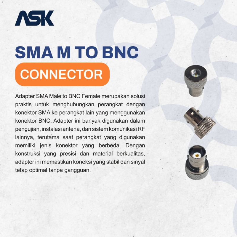 Adapter Konektor SMA Male to BNC Female / SMA F to BNC