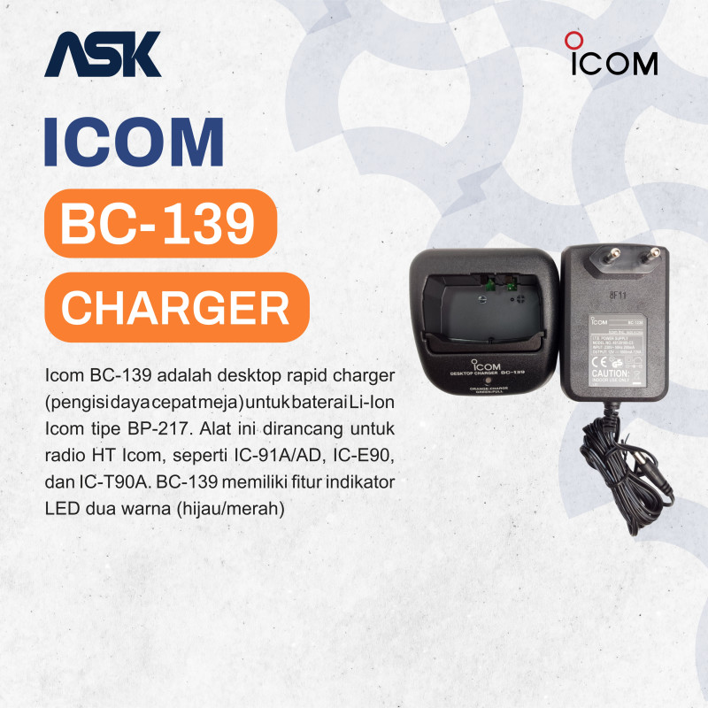 Rapid Charger Handy Talky BC-139 ICOM / Charger HT BC139 ICOM