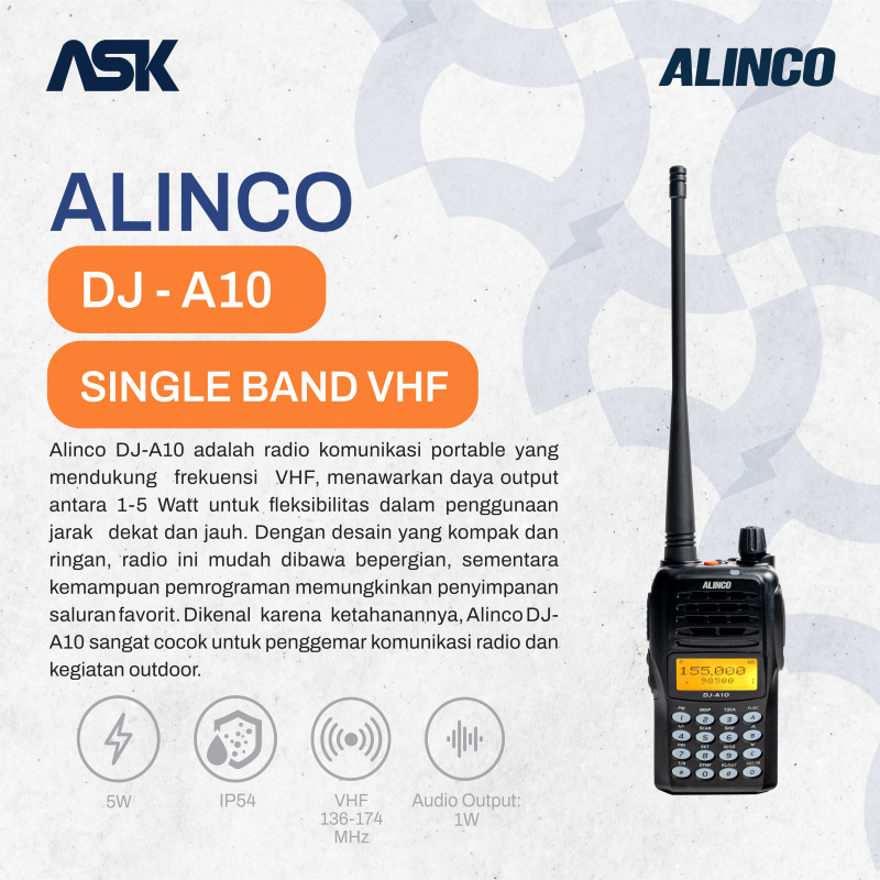 Handy Talky ALINCO - DJ-A10 | VHF 136-174 Mhz