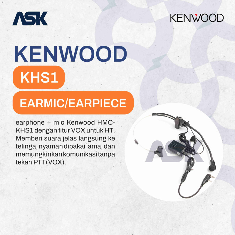 Headset Earmic Kenwood HMC-KHS1 untuk Radio HT / VOX Support