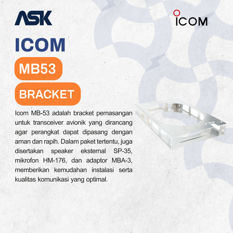 Bracket MB53 Icom untuk tranceiver avionik