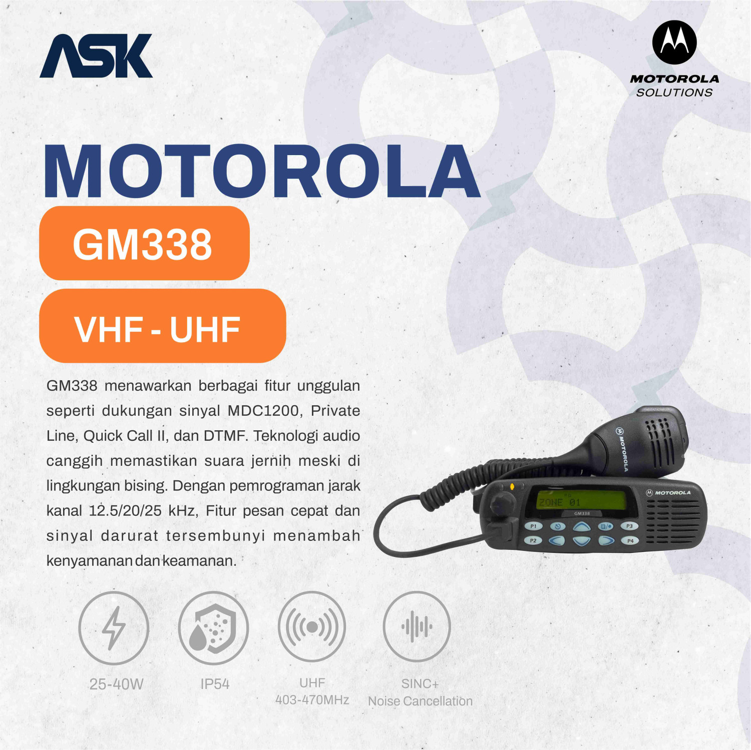 Radio Mobile GM338 MOTOROLA / Radio Mobile GM 338