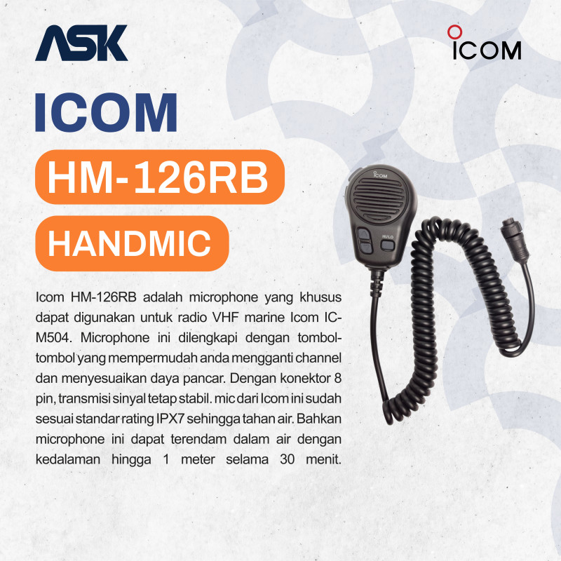 HandMic Radio Mobile HM-126RB ICOM / Hand Mic HM126RB ICOM