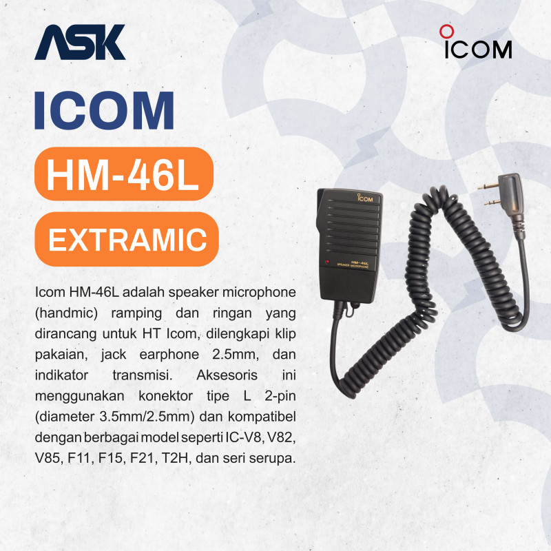 Hand Microphone Handy Talky HM-46L ICOM / HandMic HT HM46L