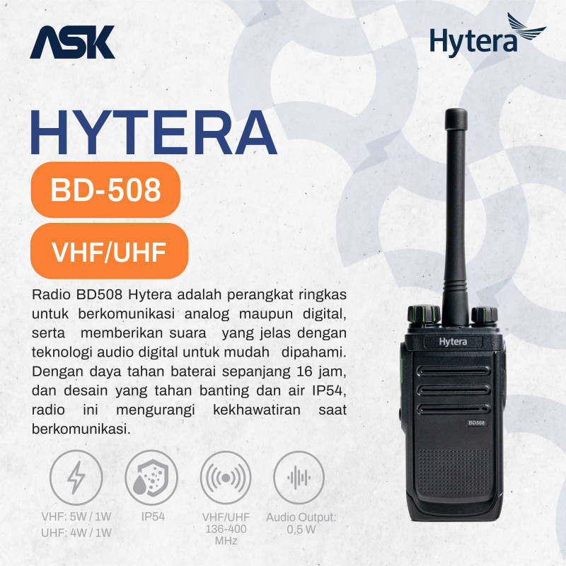 Handy Talky HYTERA - BD508 | VHF 136-174MHz