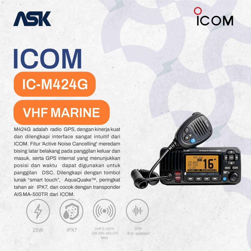 Mobile Radio ICOM - M424G Marine | GPS VHF  156.050–163.275 MHz