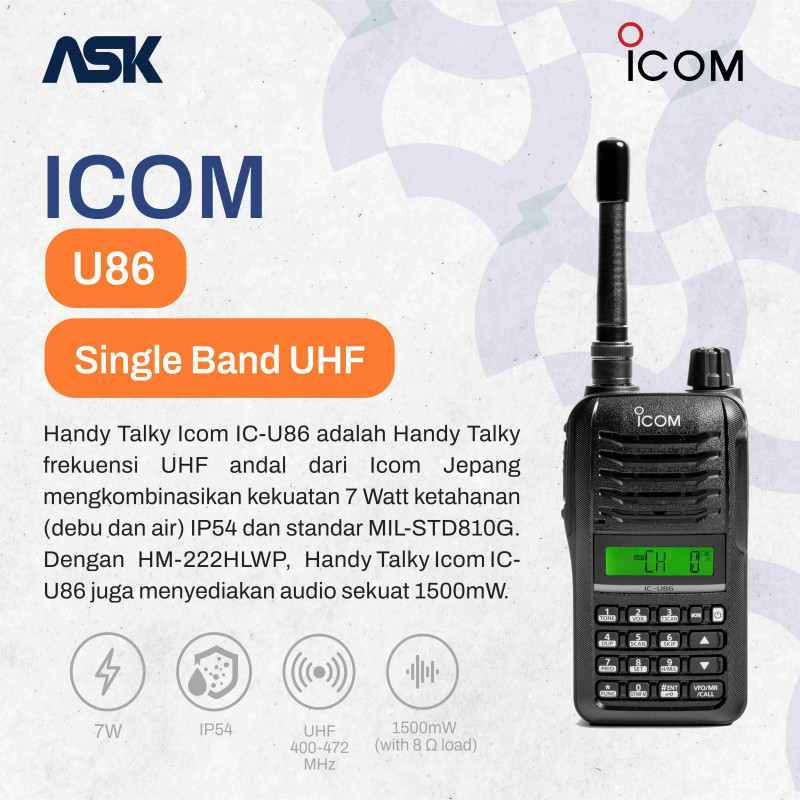 Handy Talky ICOM - U86 | UHF 400-472MHz