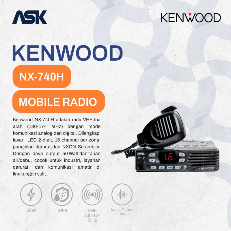 Mobile Radio KENWOOD - NX740H | 50 Watt |  VHF  136-174 MHz