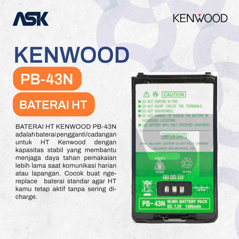 BATTERY KENWOOD PB-43H OEM DC 7.2V 1300MAH FOR HT THK-2AT TH-255