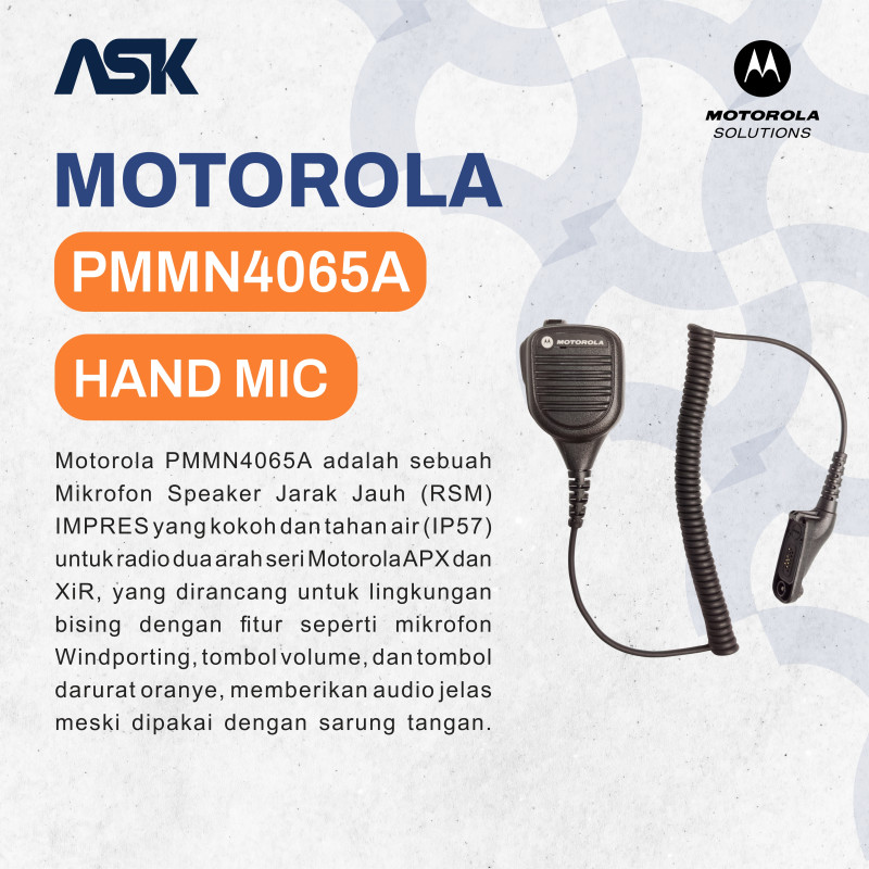 HandMic Handy Talky PMMN4065A MOTOROLA / Extra Mic HT PMNN 4065A MOTOROLA