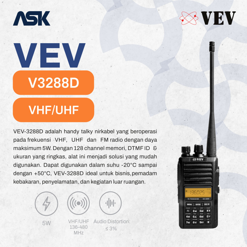 Handy Talky V3288D VEV / HT V 3288D Single Band