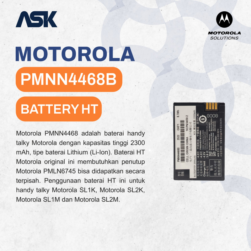 Battery Handy Talky PMNN4468B MOTOROLA / Baterai HT PMNN 4468B MOTOROLA