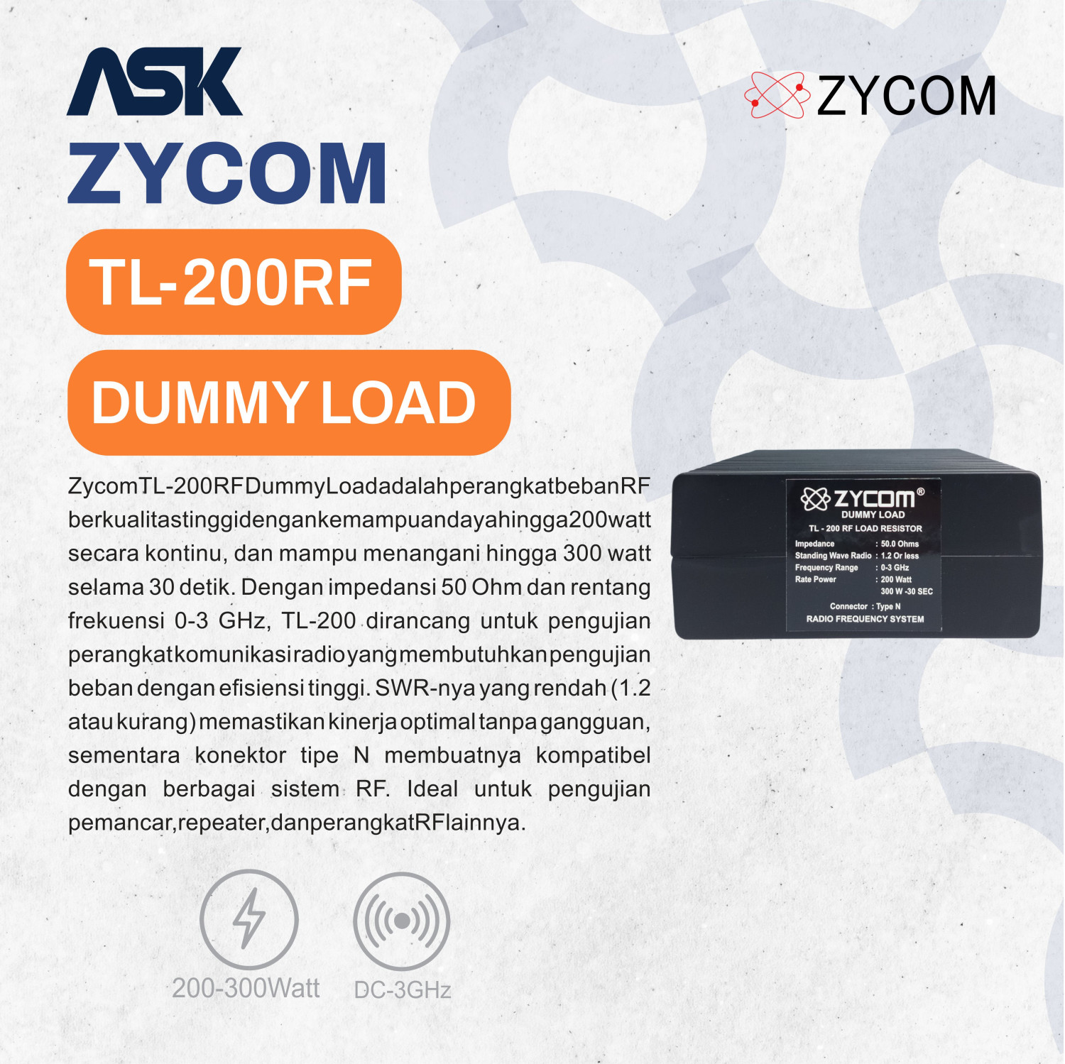 Dummy Load TL200RF Zycom