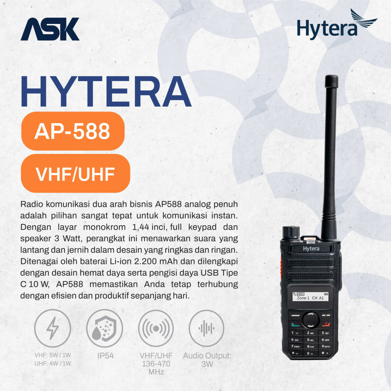 Handy Talky HYTERA - AP588 | VHF 136-174MHz