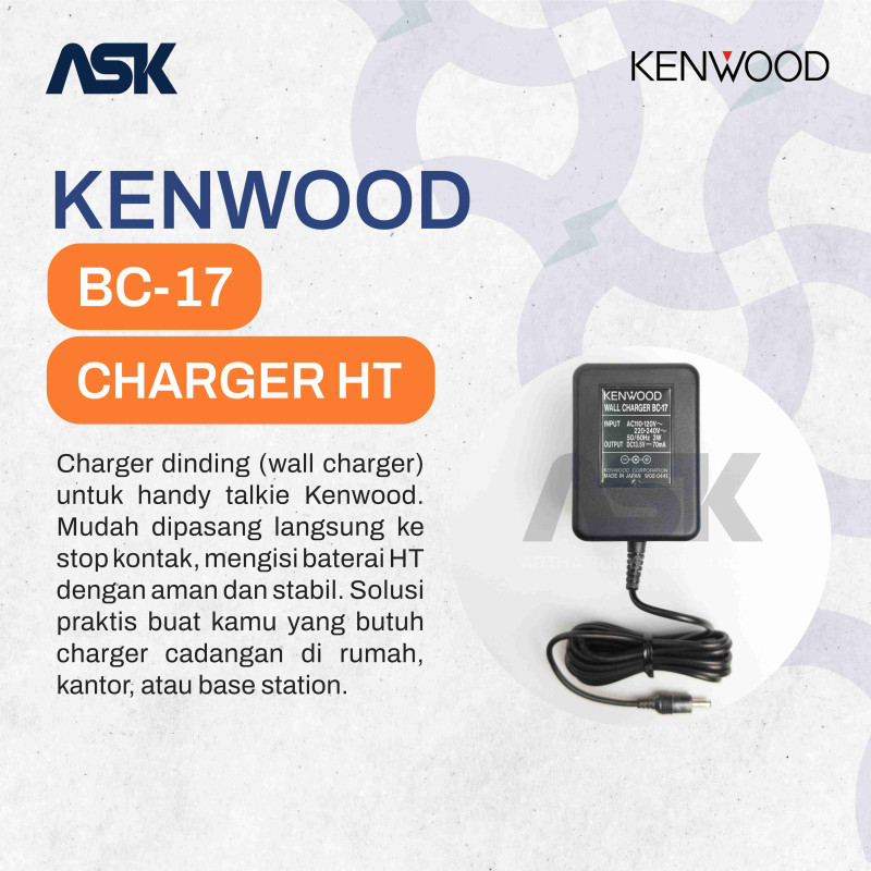 CHARGER HT KENWOOD BC-17 WALL CHARGER HANDY TALKY BC17 BC 17