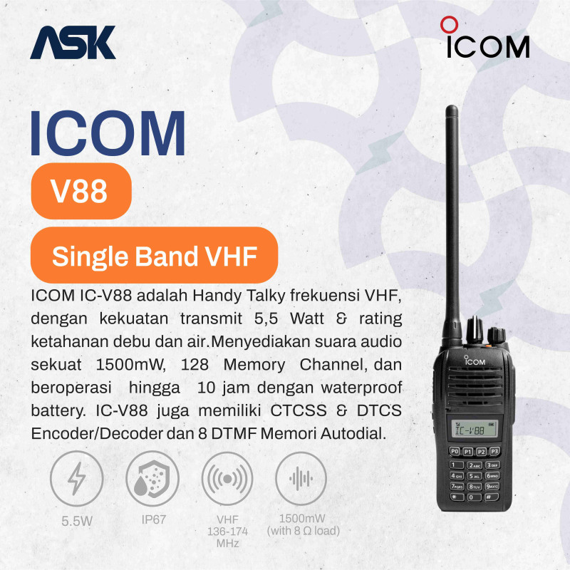Handy Talky ICOM - V88 | VHF 136-174MHz
