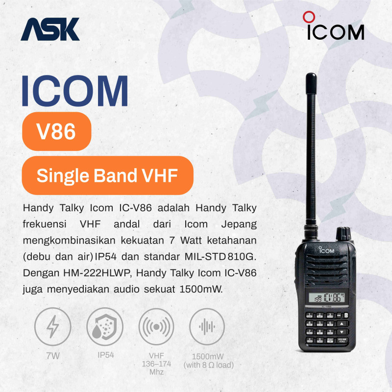 Handy Talky ICOM - V86 | VHF 136-174MHz