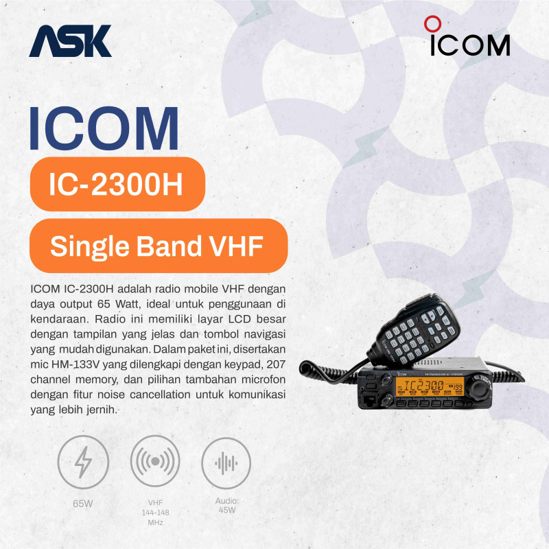 Mobile Radio ICOM - IC2300 | VHF 118.000–136.992 MHz