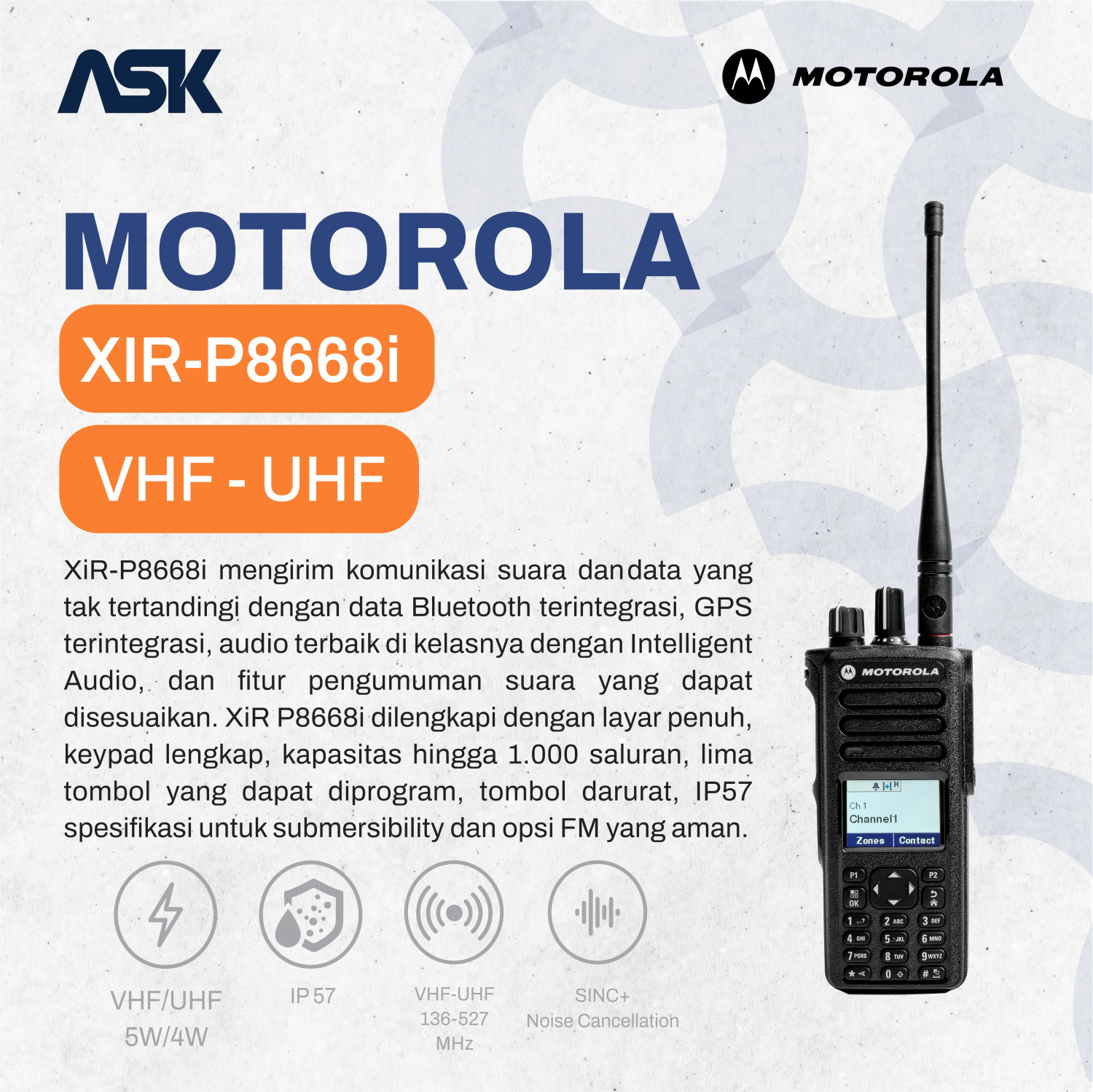 Handy Talky Motorola - XiR-P8668i TIA VHF/UHF