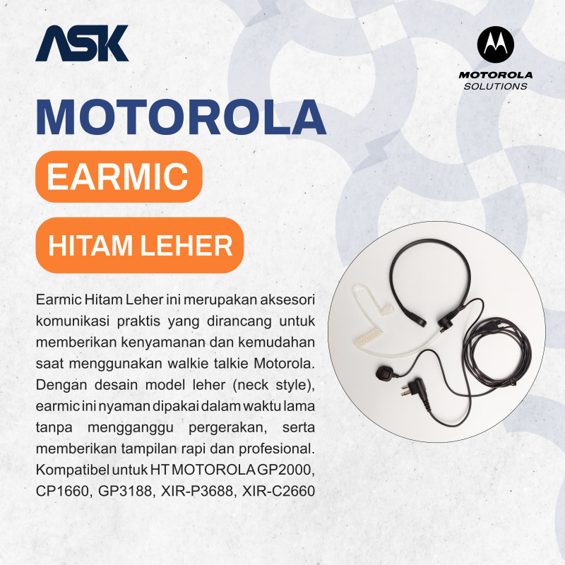 Earmic Handy Talky Hitam Leher MOTOROLA / Ear mic HT Hitam Leher MOTOROLA