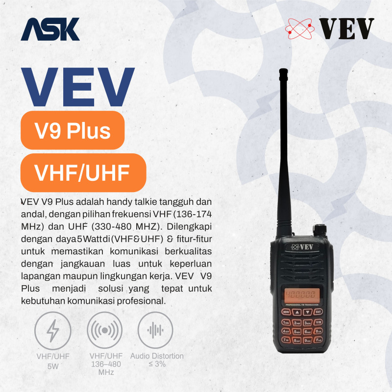 Handy Talky V9 Plus VEV / HT V 9 Plus VEV | Uhf 400-480MHz